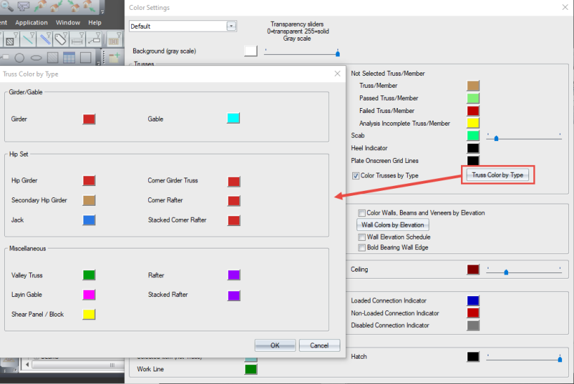 Type Color Definition Define Truss Type Display Colors