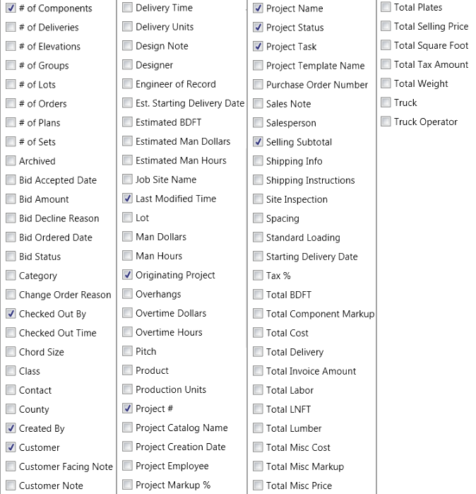 Project List Overview